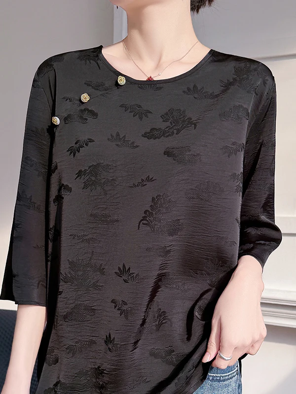 Spring Summer 2026 Women's round Neck Short Sleeve Satin Shirt Embroidered Loose Fit Casual Style Chinese New Style Top
Spring Summer 2026 Women's round Neck Short Sleeve Satin Shirt Embroidered Loose Fit Casual Style Chinese New Style Top