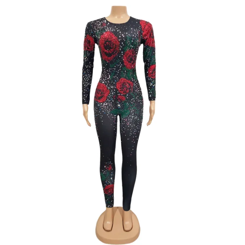 Black Rhinestones Flower Jumpsuit Stretch Crystals Leotard Women Birthday Evening Party Rompers Sexy Nightclub Bar Dance Costume
Black Rhinestones Flower Jumpsuit Stretch Crystals Leotard Women Birthday Evening Party Rompers Sexy Nightclub Bar Dance Costume