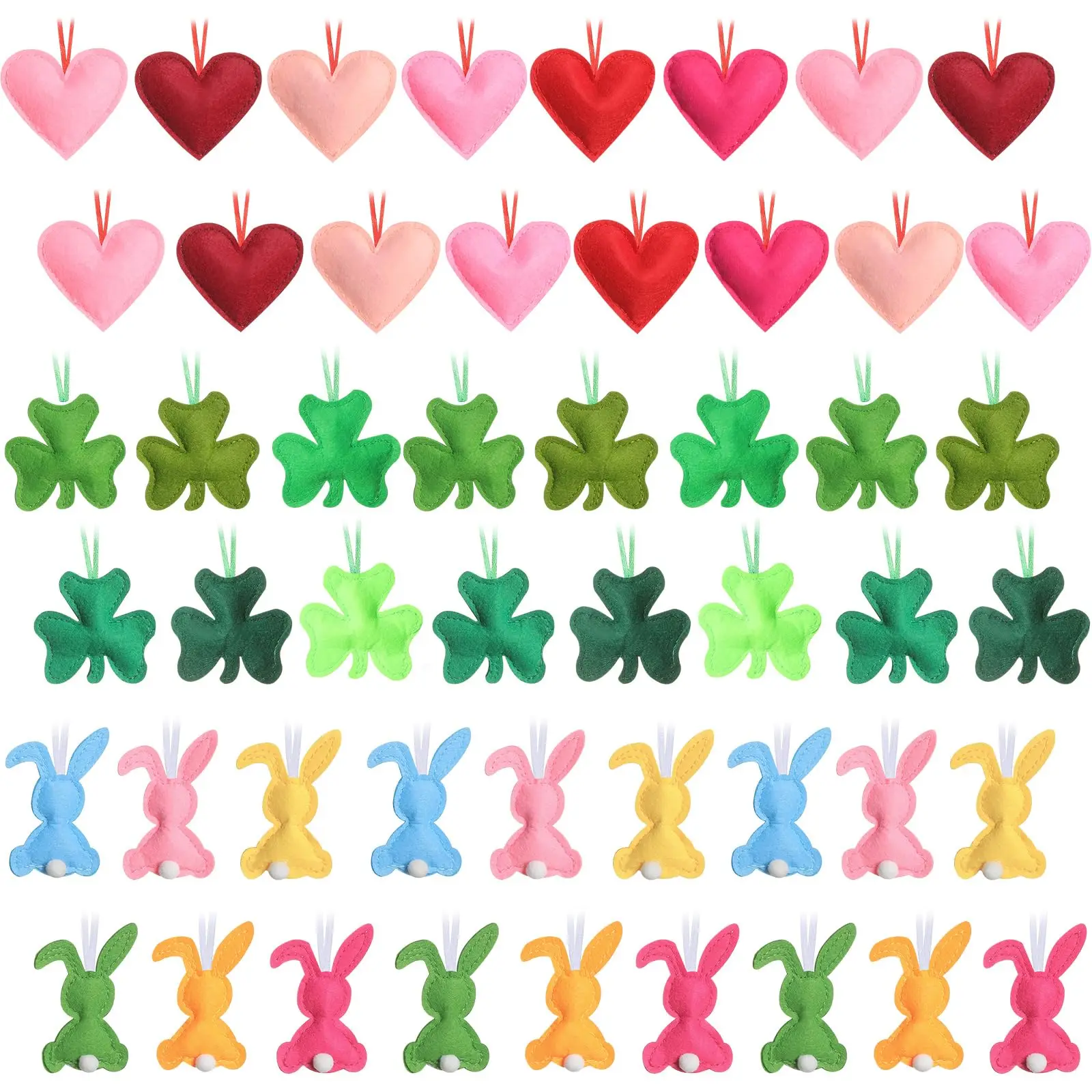 108 Pcs Felt Heart Shamrock Rabbit Hanging Ornaments For Easter St Patricks Day Holiday Decor
108 Pcs Felt Heart Shamrock Rabbit Hanging Ornaments For Easter St Patricks Day Holiday Decor