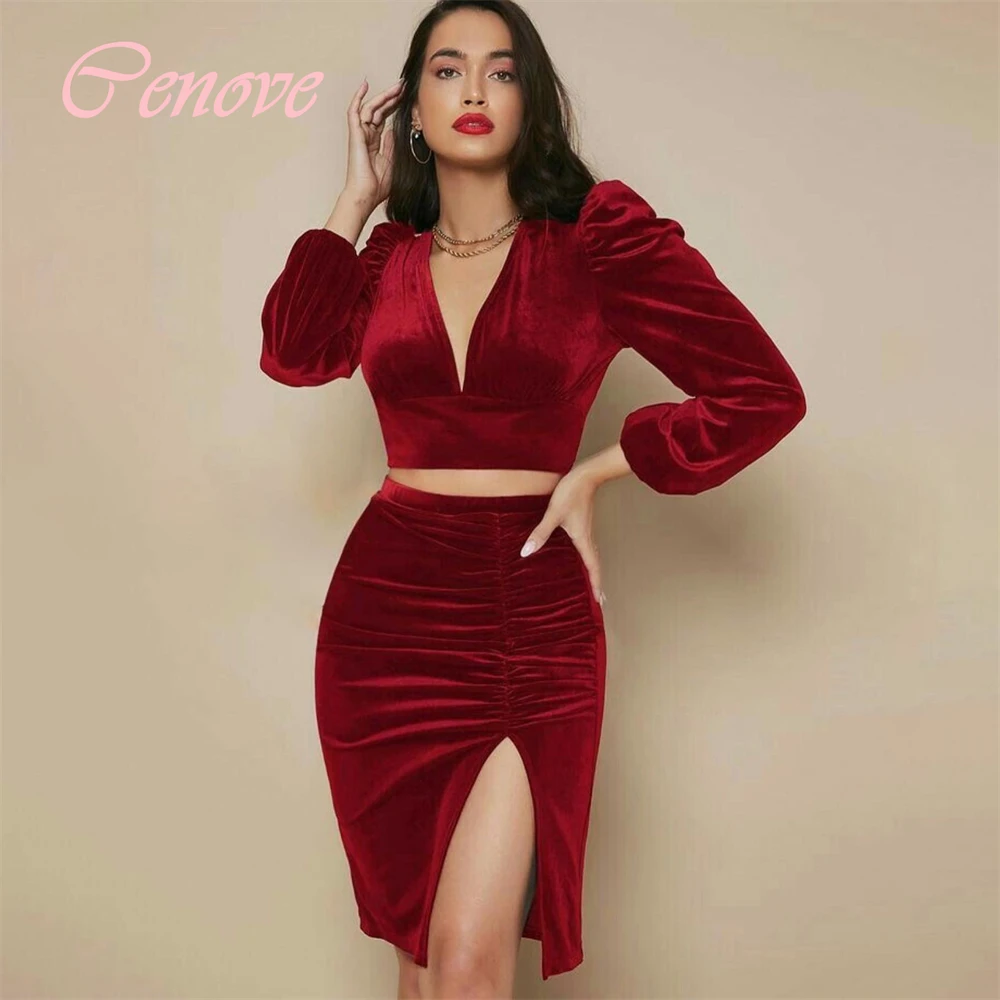 Cenove 2024 Arab Dubai V Neckline Prom Dress Short-Length With Long Sleeves Evening Fashion Elegant Party Dress For Women
Cenove 2024 Arab Dubai V Neckline Prom Dress Short-Length With Long Sleeves Evening Fashion Elegant Party Dress For Women