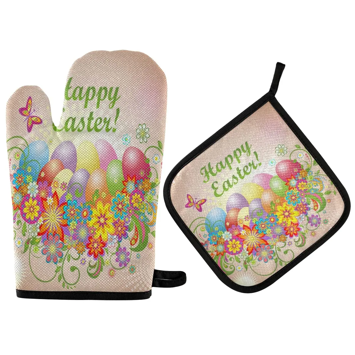Перчатки для духовки и подставки для кастрюль Happy Easter, разноцветные яйца, кухонные перчатки для духовки и горячие подушечки, перчатки для духовки с цветочным принтом, прихватка для барбекю
Перчатки для духовки и подставки для кастрюль Happy Easter, разноцветные яйца, кухонные перчатки для духовки и горячие подушечки, перчатки для духовки с цветочным принтом, прихватка для барбекю
