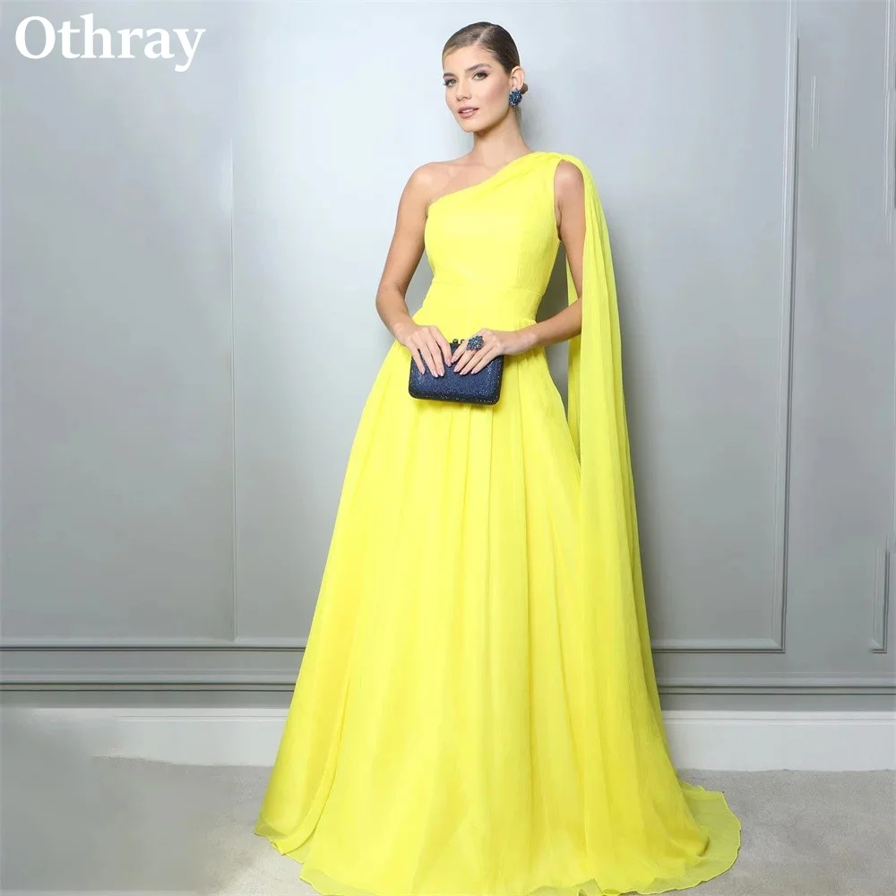 Othray Yellow One Shoulder Evening Dresses A Line Cap Sleeves Women Formal Occassion Vestidos De Noche Arabic Dubai Wedding
Othray Yellow One Shoulder Evening Dresses A Line Cap Sleeves Women Formal Occassion Vestidos De Noche Arabic Dubai Wedding