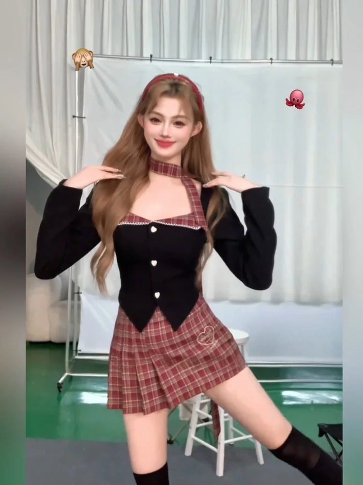 Syj ujia Sweet Spicy Red Plaid ter Ne Women's Vintage Cheered Skirt Set Korean Sle Slim Fit High Waist ort Skirt
Syj ujia Sweet Spicy Red Plaid ter Ne Women's Vintage Cheered Skirt Set Korean Sle Slim Fit High Waist ort Skirt