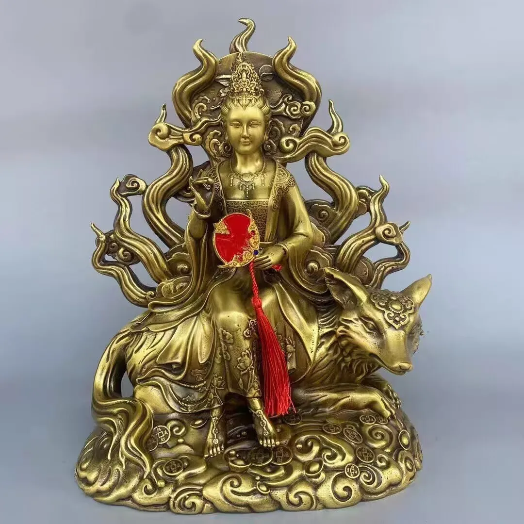 Brass Nine-tailed Fox Godness Statue Couple Love Feng Shui Bedroom Decor
Brass Nine-tailed Fox Godness Statue Couple Love Feng Shui Bedroom Decor