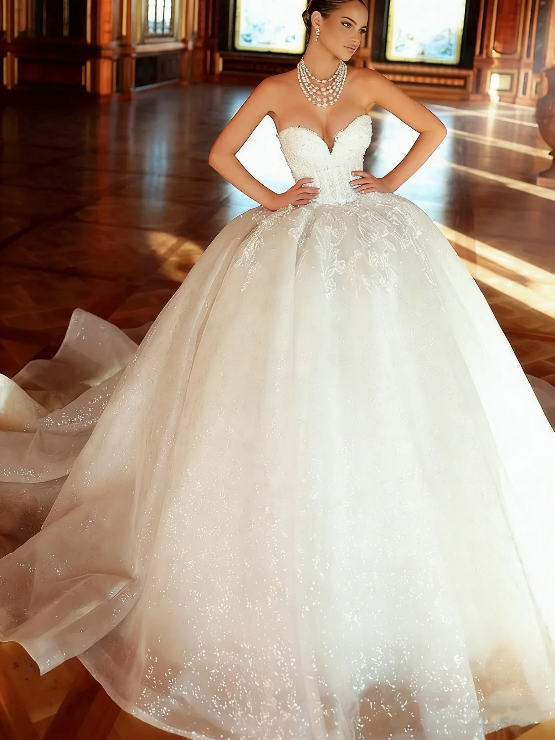 Customized Luxury Sweetheart Sleeveless Wedding Dress Fine Yarn Embroidered A-line Bridal Ball Dress Princess Strapless Wedding
Customized Luxury Sweetheart Sleeveless Wedding Dress Fine Yarn Embroidered A-line Bridal Ball Dress Princess Strapless Wedding