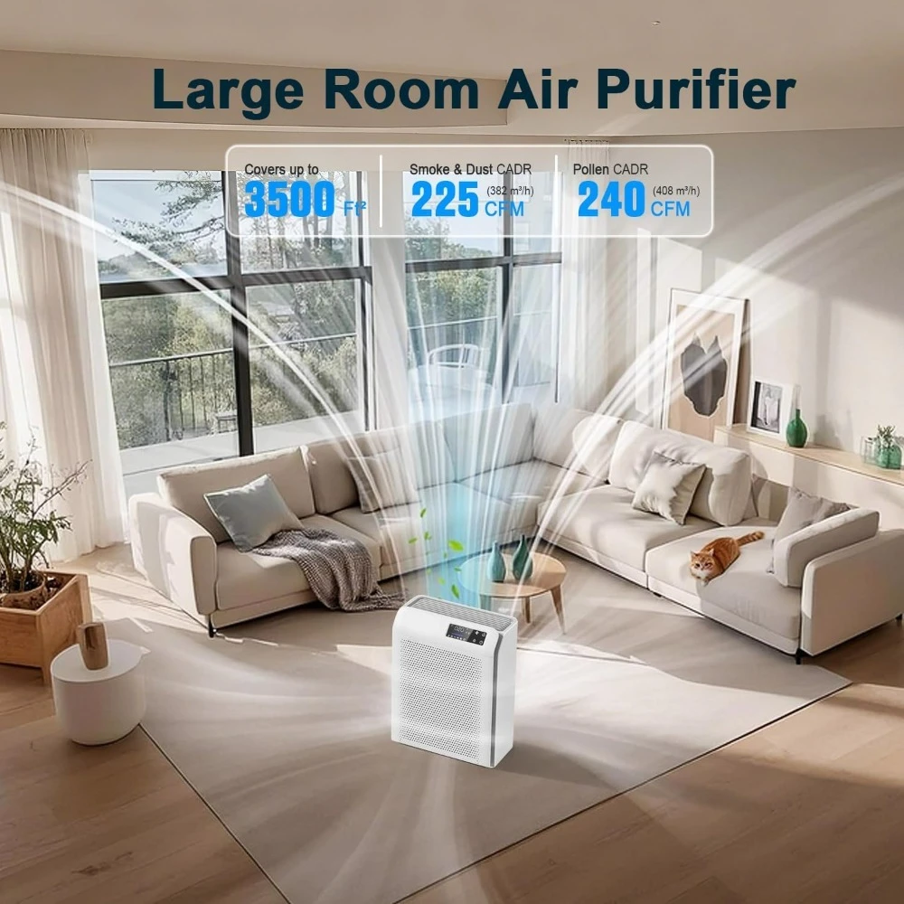 Smart HEPA Air Purifier for Home Bedroom Large Room up to 3500 Sq Ft APP Control PM 2.5 Display Auto Mode Sleep Mode Remove
Smart HEPA Air Purifier for Home Bedroom Large Room up to 3500 Sq Ft APP Control PM 2.5 Display Auto Mode Sleep Mode Remove