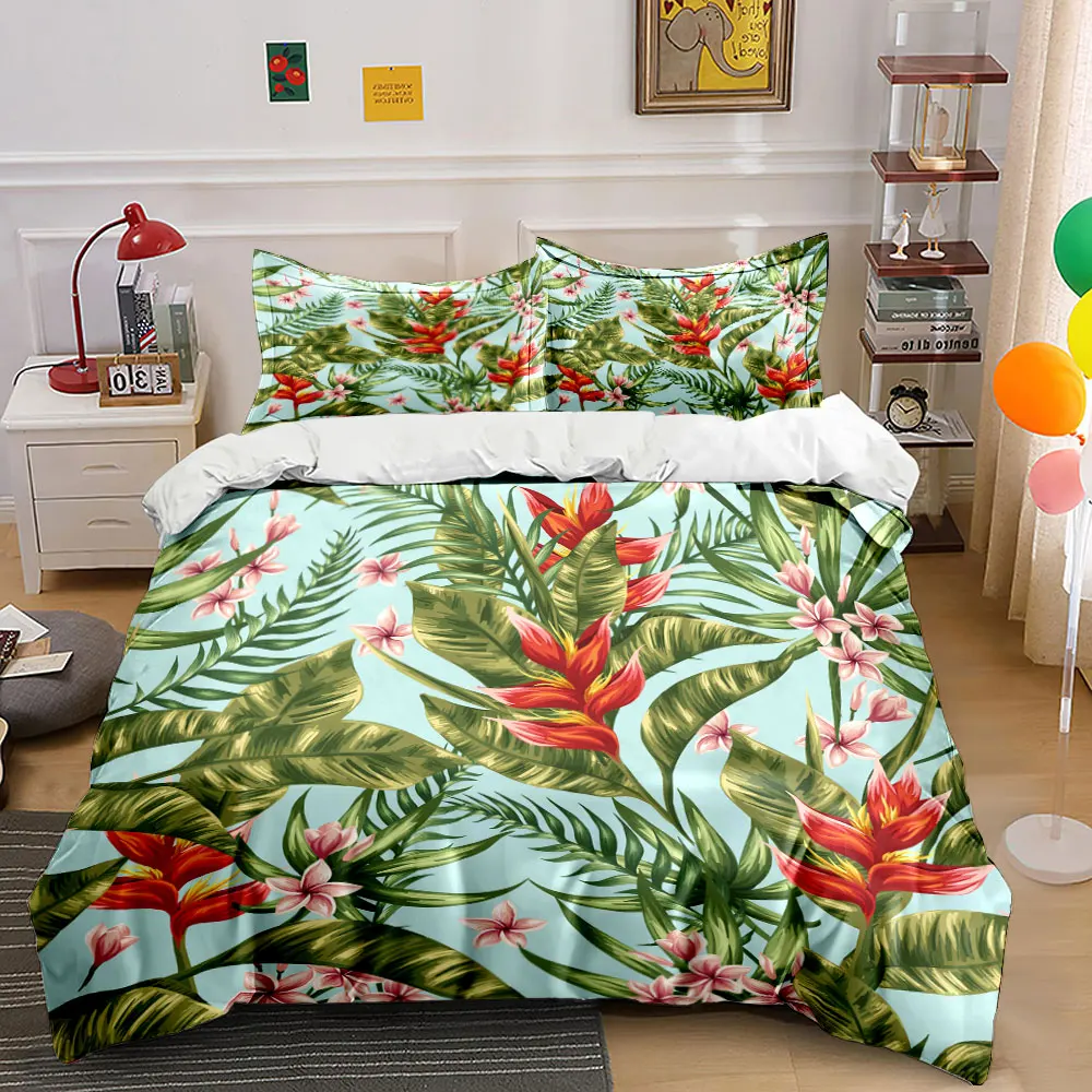 Tropical plants and floral patterns Duvet Cover Set with 3D Printing Design Soft Polyester Bedding Set All-Season Comfort
Tropical plants and floral patterns Duvet Cover Set with 3D Printing Design Soft Polyester Bedding Set All-Season Comfort