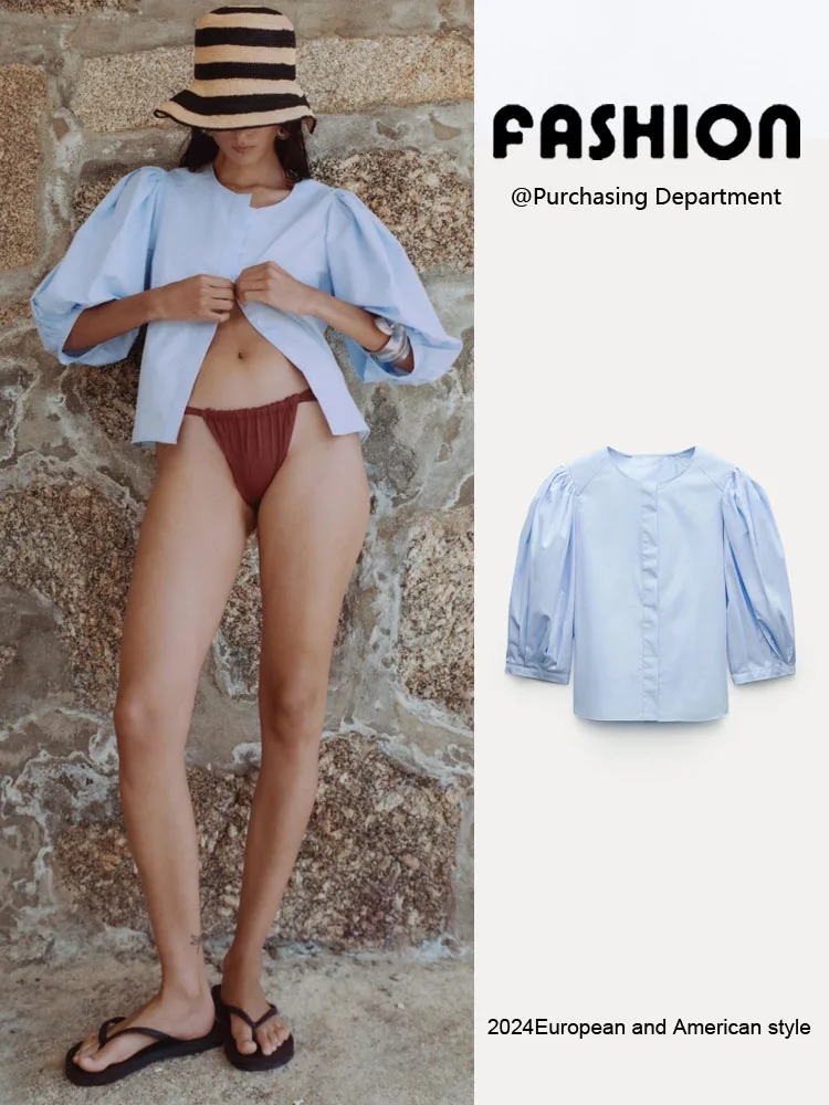 New Summer Women's irt Simple Versatile Elegance Gauze round Ne Puffy Sve 830545 406 Commute Sle round Collar Blouse
New Summer Women's irt Simple Versatile Elegance Gauze round Ne Puffy Sve 830545 406 Commute Sle round Collar Blouse
