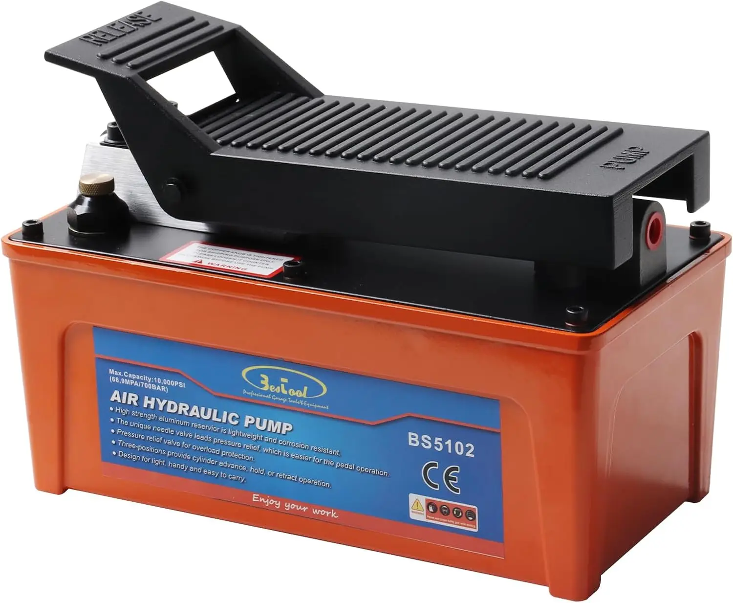 BESTOOL 10,000 PSI, 1/2 Gal Reservoir Foot-Operated Air Hydraulic Pump for Heavy Machinery Lifter & Auto Repair
BESTOOL 10,000 PSI, 1/2 Gal Reservoir Foot-Operated Air Hydraulic Pump for Heavy Machinery Lifter & Auto Repair