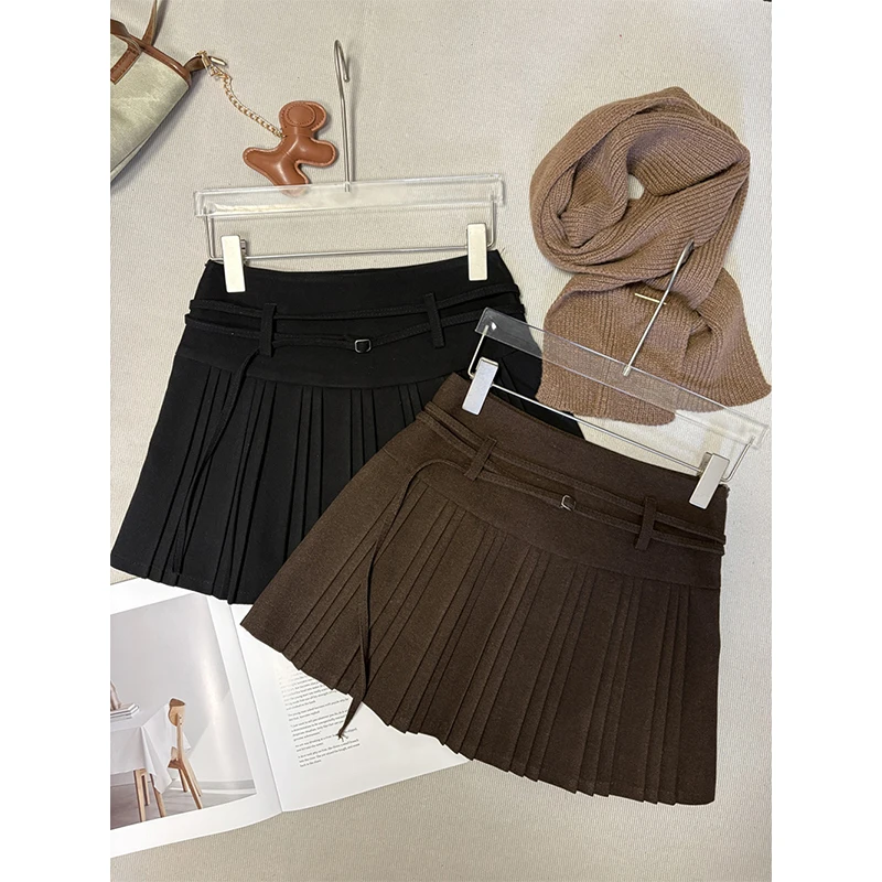 MEXZT Vintage Woolen Mini Skirt Women Harajuku Streetwear Belt Black Pleated Skirts Winter Korean Preppy Casual A Line Faldas
MEXZT Vintage Woolen Mini Skirt Women Harajuku Streetwear Belt Black Pleated Skirts Winter Korean Preppy Casual A Line Faldas