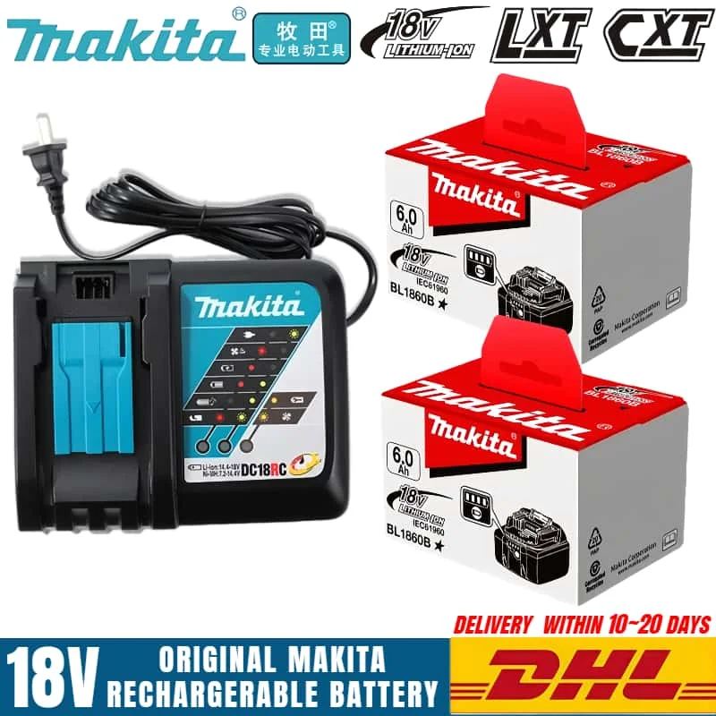 original Makita Battery 18v 6Ah BL1860 BL1850B BL1850 BL1840 BL1830 battery & charger 18v Replacement Power Tool Batteries 
original Makita Battery 18v 6Ah BL1860 BL1850B BL1850 BL1840 BL1830 battery & charger 18v Replacement Power Tool Batteries