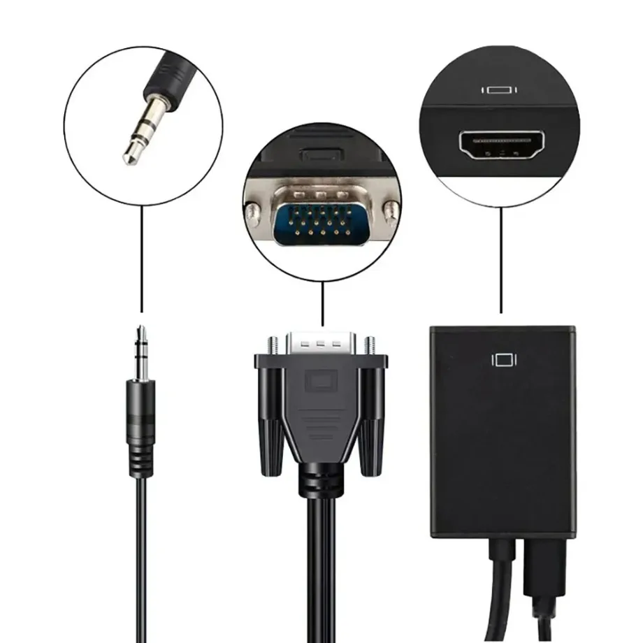 1080P VGA to HDMI-compatible Converter Adapter with Audio Video Cable VGA Input HDMI Output for Computer Laptop TV Projector
1080P VGA to HDMI-compatible Converter Adapter with Audio Video Cable VGA Input HDMI Output for Computer Laptop TV Projector