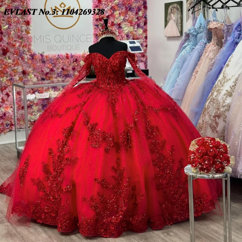 EVLAST Customized Sparkly Red Quinceanera Dress Ball Gown Sequins Lace Applique Beaded Corset Sweet 16 Vestido De 15 Anos E3Q340
EVLAST Customized Sparkly Red Quinceanera Dress Ball Gown Sequins Lace Applique Beaded Corset Sweet 16 Vestido De 15 Anos E3Q340