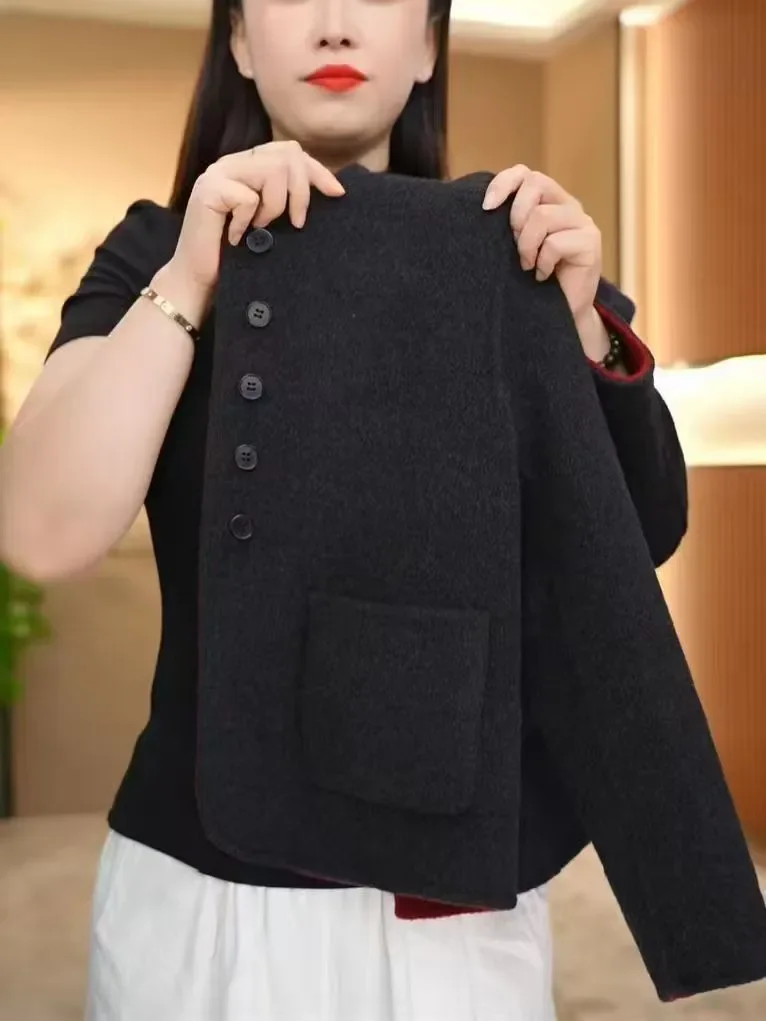 Elegant Woolen Short Coat for Women Autumn Winter New Style Fashionable Versatile Pocket Double-Sided Woolen Jacket
Elegant Woolen Short Coat for Women Autumn Winter New Style Fashionable Versatile Pocket Double-Sided Woolen Jacket