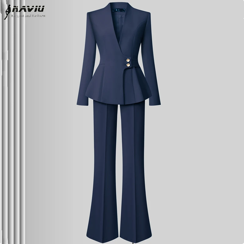 Высококачественный офисный костюм NAVIU для женщин: однотонный деловой комплект с пиджаком и брюками, формальный набор для работы.
Высококачественный офисный костюм NAVIU для женщин: однотонный деловой комплект с пиджаком и брюками, формальный набор для работы.