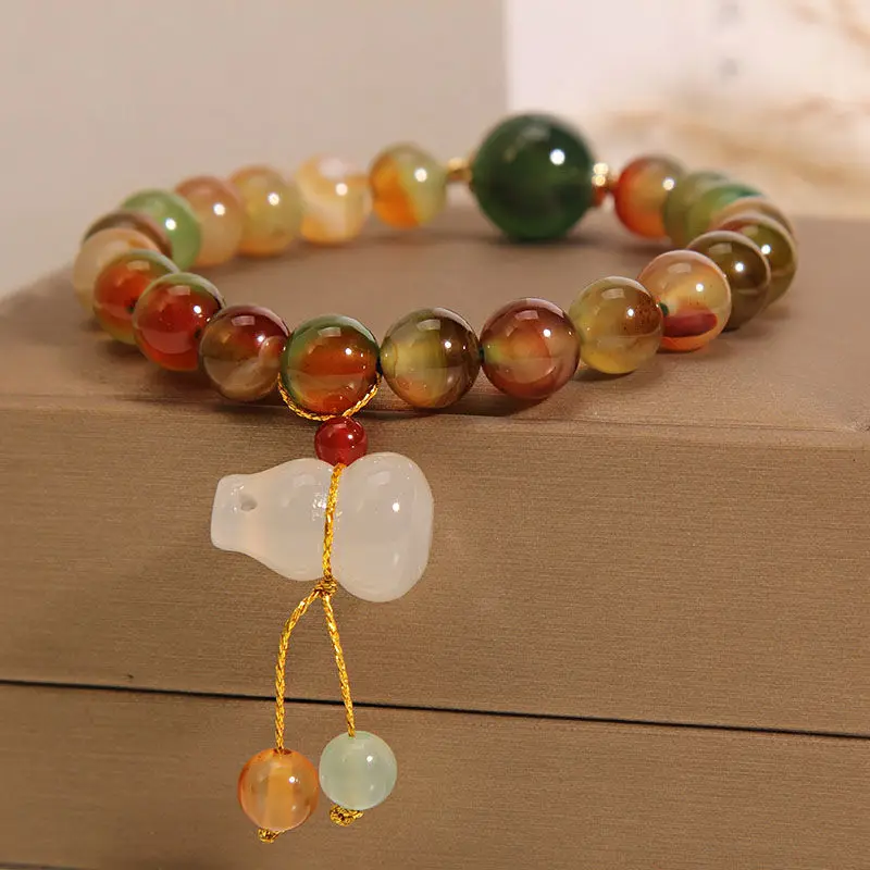 Natural Peacock Agate Beaded Bracelet Accessories Gourd Pendant Bracelet Women's
Natural Peacock Agate Beaded Bracelet Accessories Gourd Pendant Bracelet Women's