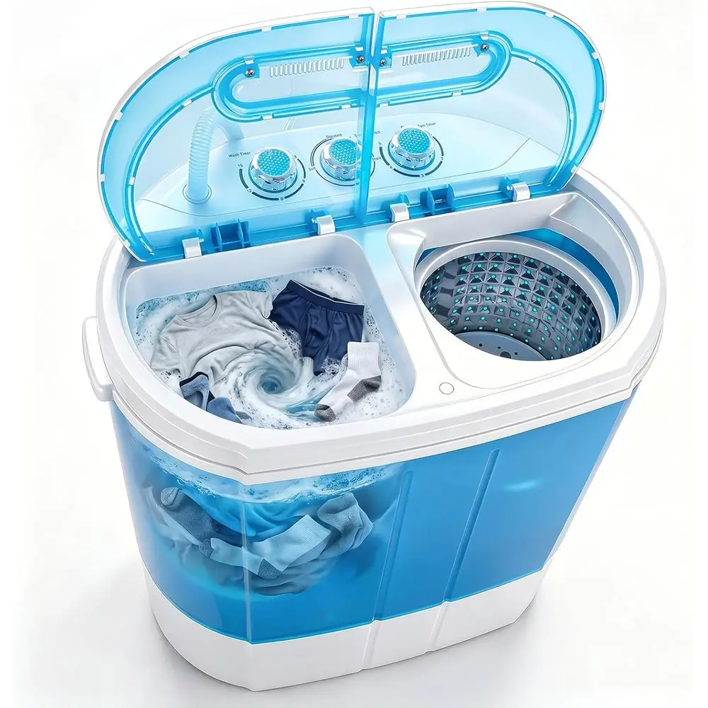 Compact Twin Tub 9.9 LB Mini Washer with 6.57 T Inlet Hose
Compact Twin Tub 9.9 LB Mini Washer with 6.57 T Inlet Hose
