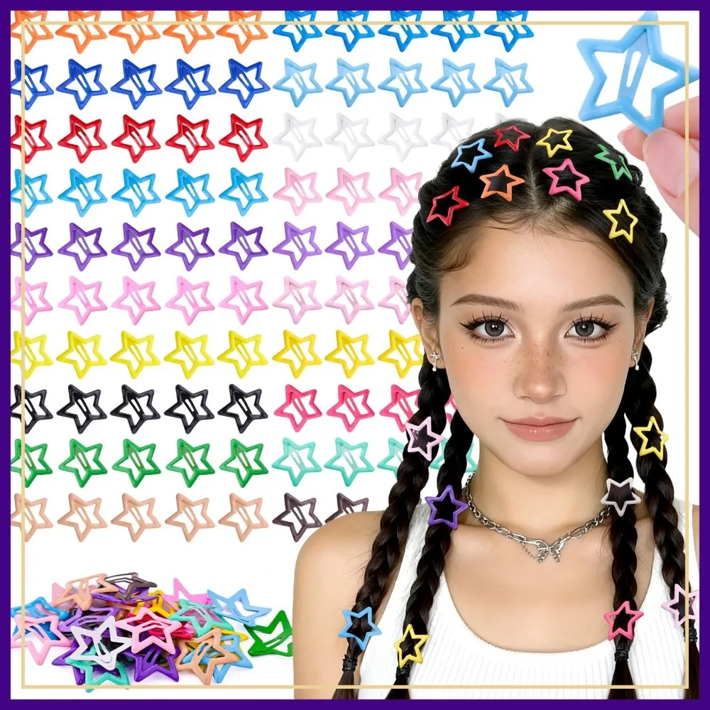 100 Pcs Star Hair Clips, 1.18 Inch Colorful Barrettes for Girls Women, Non-Slip Snap Clips for Daily Use
100 Pcs Star Hair Clips, 1.18 Inch Colorful Barrettes for Girls Women, Non-Slip Snap Clips for Daily Use