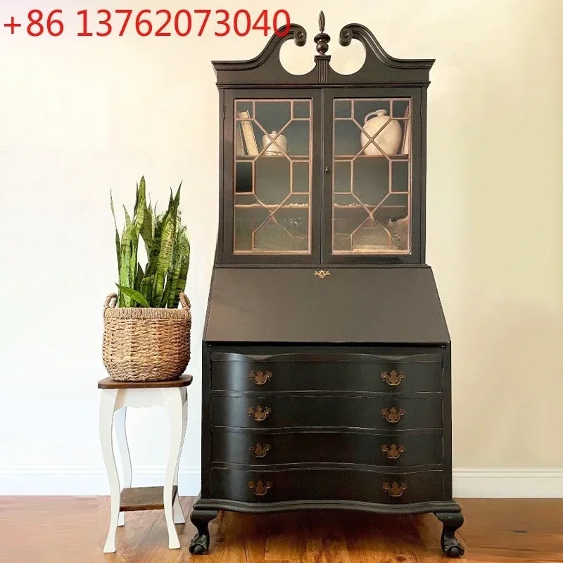 Medieval glass door wine cabinet bookcase black decorative cabinet living room wall locker
Medieval glass door wine cabinet bookcase black decorative cabinet living room wall locker