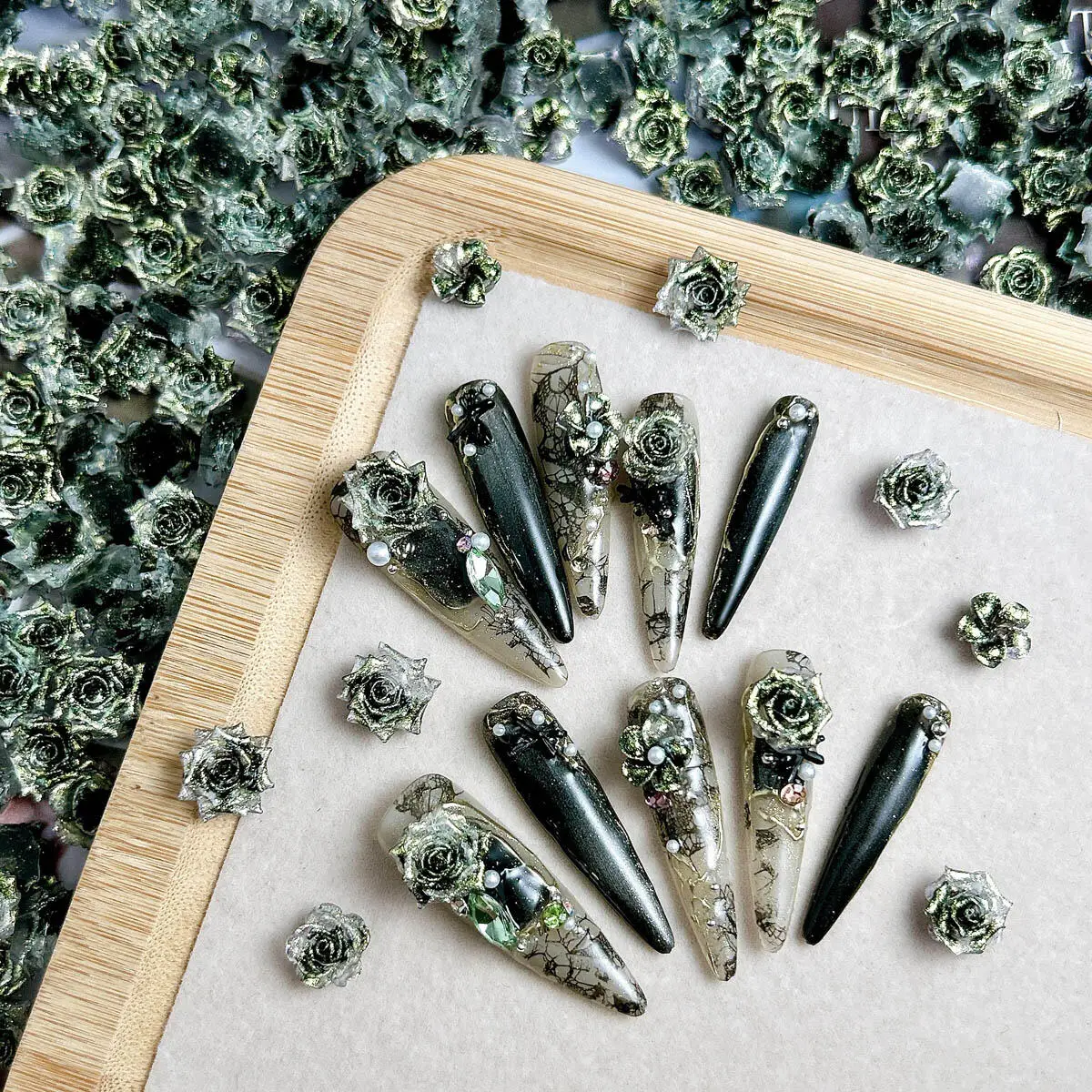 Random Mixed Exquisite Dark Green Sparkling Soft Flower Nail Charms Resin Rose Nail Art Decoration Manicure DIY Accessories
Random Mixed Exquisite Dark Green Sparkling Soft Flower Nail Charms Resin Rose Nail Art Decoration Manicure DIY Accessories