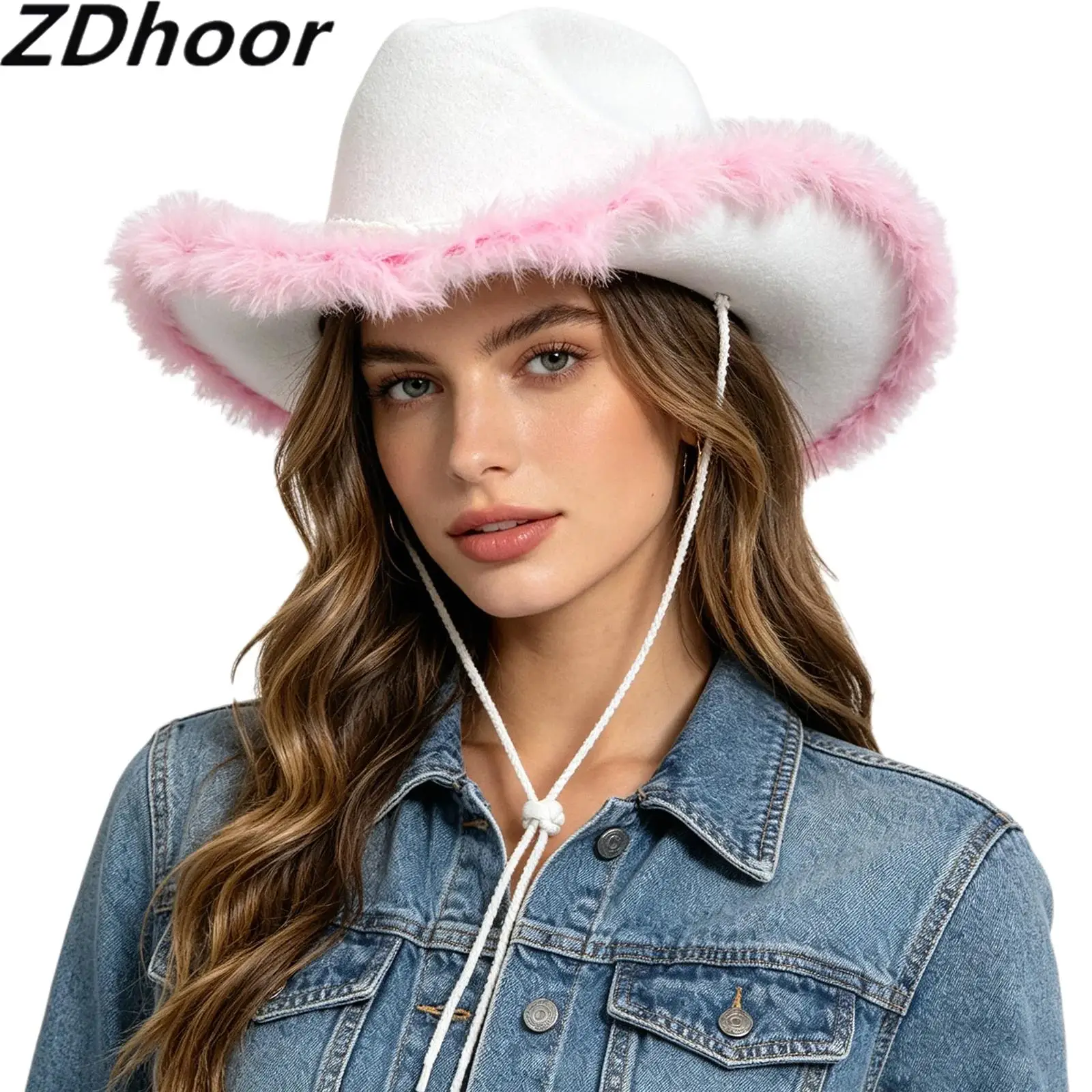 Womens Cowgirl Hat Cowboy Hat Plush Trim Wide Brim Faux Pearl Decor Drawstring Hat Birthday Party Headgear
Womens Cowgirl Hat Cowboy Hat Plush Trim Wide Brim Faux Pearl Decor Drawstring Hat Birthday Party Headgear