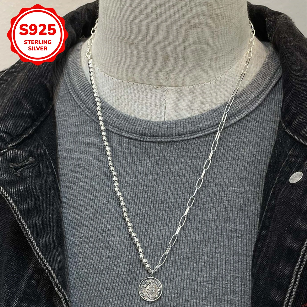 925 silver minimalist queen coin AB sweater chain necklace, Korean style matching, can be used as a bracelet
925 silver minimalist queen coin AB sweater chain necklace, Korean style matching, can be used as a bracelet