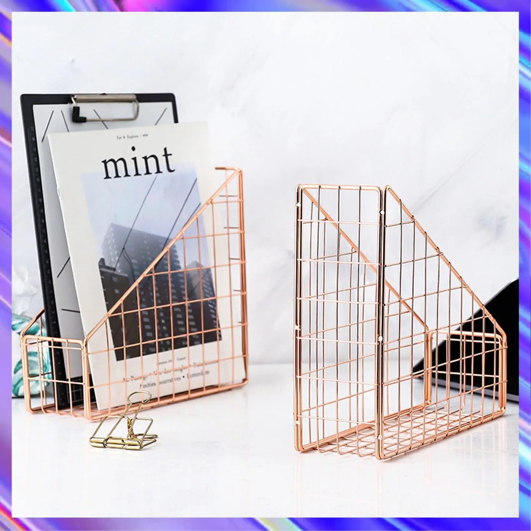 A24U 2X Rose Gold Electroplated Iron Book Holder Desktop Shelf File Magazine Book Stand Office Stationery Organizer Holder
A24U 2X Rose Gold Electroplated Iron Book Holder Desktop Shelf File Magazine Book Stand Office Stationery Organizer Holder