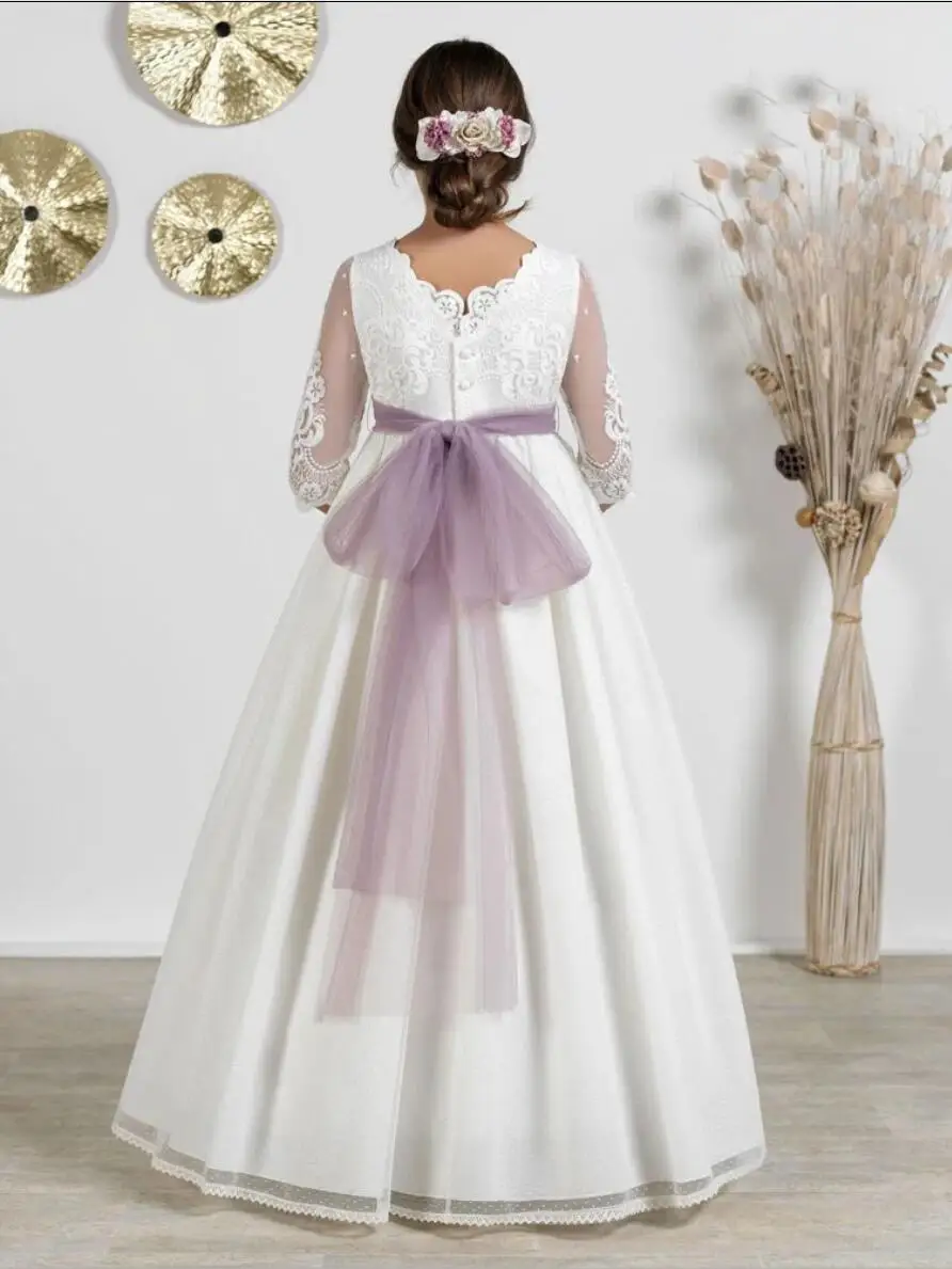 Vintage Half Sleeve Ivory Holy First Communion Dress Long Tulle Flower Girl Dress Wedding Prom Birthday Party Vestidos for Girls
Vintage Half Sleeve Ivory Holy First Communion Dress Long Tulle Flower Girl Dress Wedding Prom Birthday Party Vestidos for Girls