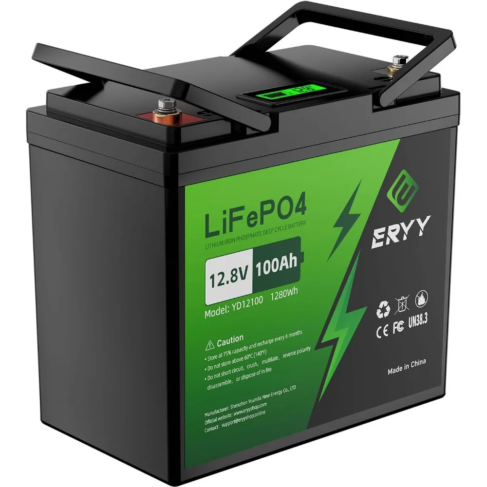 LiFePO4 Battery 12V 100Ah, 5000+ Deep Cycles Lithium Battery with 100A BMS & LCD Voltmeter, Rechargeable Batteries for Marine
LiFePO4 Battery 12V 100Ah, 5000+ Deep Cycles Lithium Battery with 100A BMS & LCD Voltmeter, Rechargeable Batteries for Marine