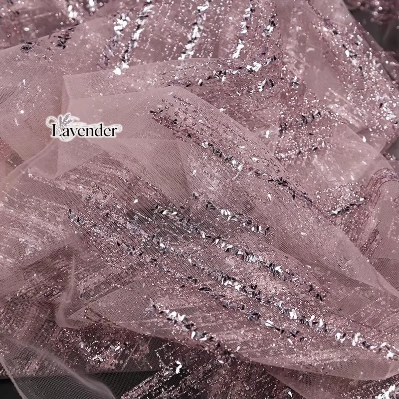 Exquisite sequins striped mesh hot stamping sparkling fabric, sewing stage decoration wedding dress DIY design designer fabric
Exquisite sequins striped mesh hot stamping sparkling fabric, sewing stage decoration wedding dress DIY design designer fabric
