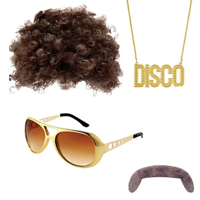 PESENAR 70s Disco Outfit for Men 70s Disco Costume with Satin Shirt Bell Bottom Pants Wig Mustache Necklace Sunglasses for Party
PESENAR 70s Disco Outfit for Men 70s Disco Costume with Satin Shirt Bell Bottom Pants Wig Mustache Necklace Sunglasses for Party