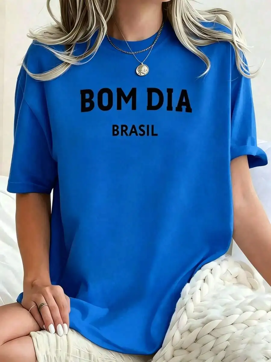 Womens Bom Dia Brasil Graphic T-Shirt Oversized Short Sleeve Round Neck Casual Tee
Womens Bom Dia Brasil Graphic T-Shirt Oversized Short Sleeve Round Neck Casual Tee