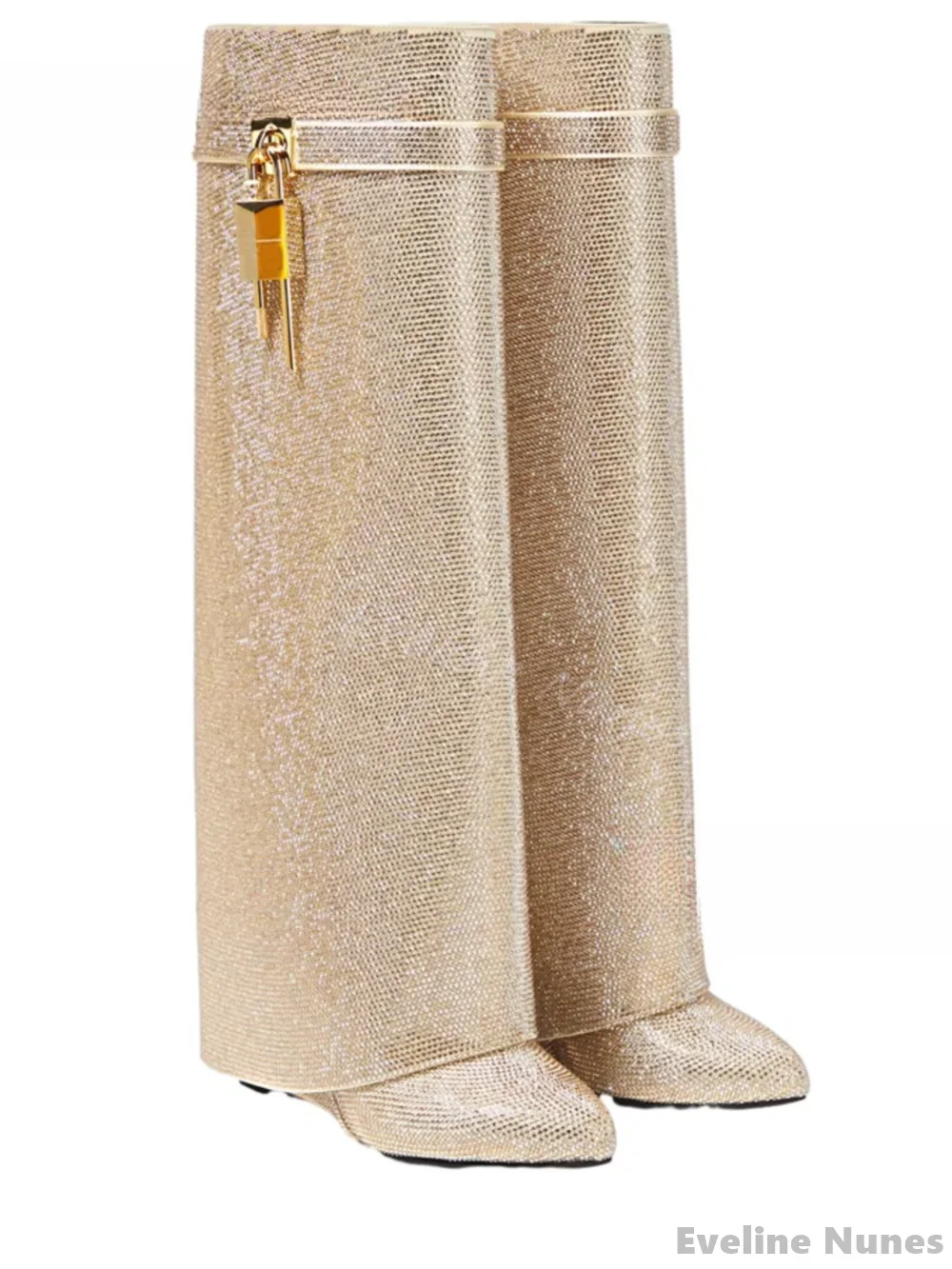 Shiny Crystal Knee-high Trouser Boots Women Pointed Toe Height Increasing Metal Lock Buckle Long Boots 2025 Solid Fashion Boots
Shiny Crystal Knee-high Trouser Boots Women Pointed Toe Height Increasing Metal Lock Buckle Long Boots 2025 Solid Fashion Boots