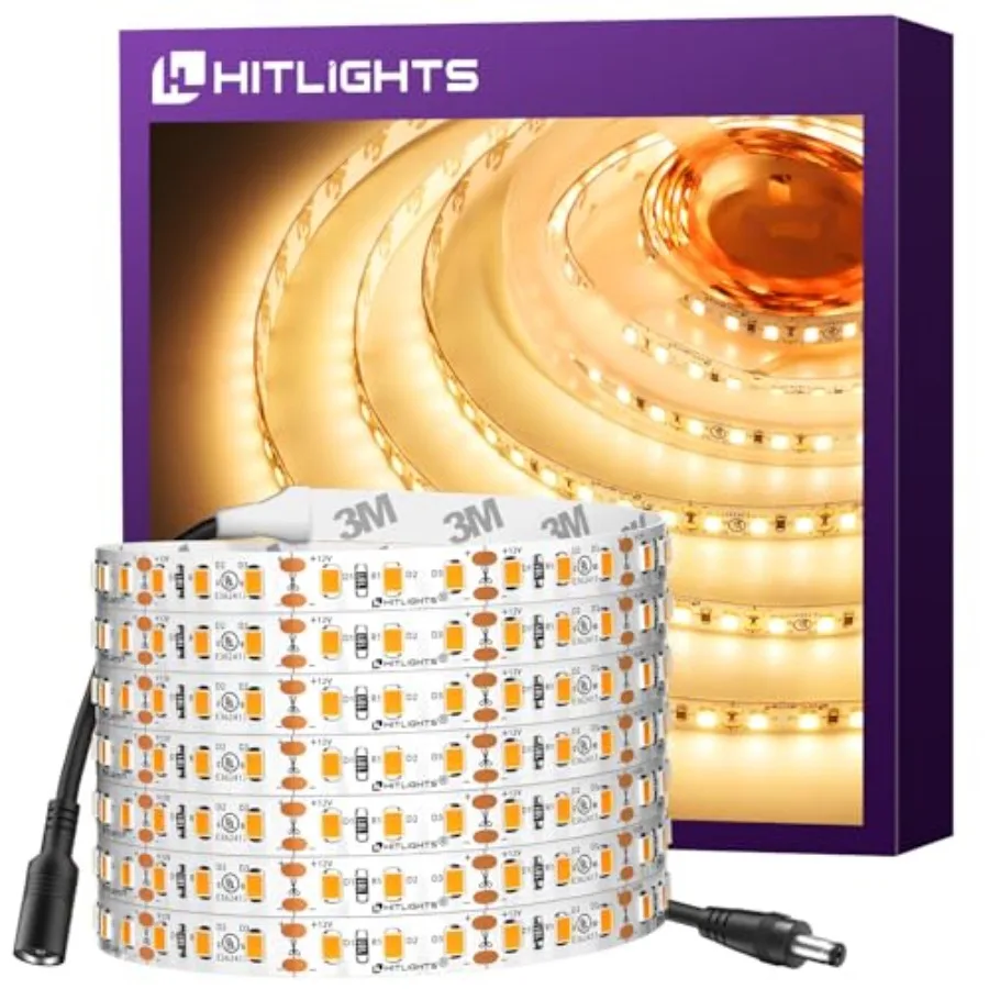 LED Strip Lights 16.4ft High Density Tape Light UL-Listed 600 LEDs 300Lm/ft 12V Flexible Dimmable Rope Lights for Bedroom Kitch
LED Strip Lights 16.4ft High Density Tape Light UL-Listed 600 LEDs 300Lm/ft 12V Flexible Dimmable Rope Lights for Bedroom Kitch