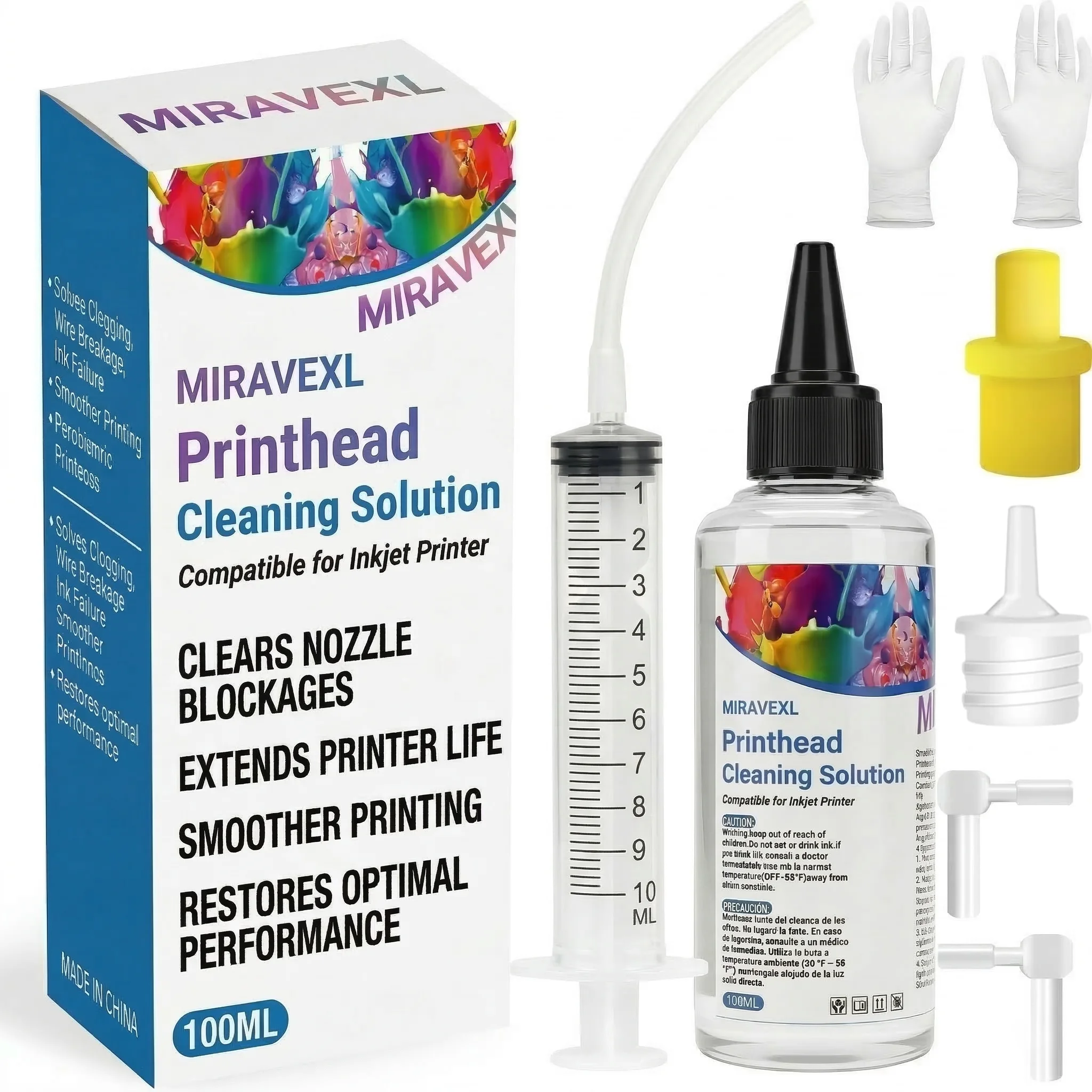 MIRAVEXL 100ml Printhead Cleaning Kit Liquid Solution for HP Epson Canon Brother Inkjet Printer Head Unclog Cleaner Repair Tool
MIRAVEXL 100ml Printhead Cleaning Kit Liquid Solution for HP Epson Canon Brother Inkjet Printer Head Unclog Cleaner Repair Tool
