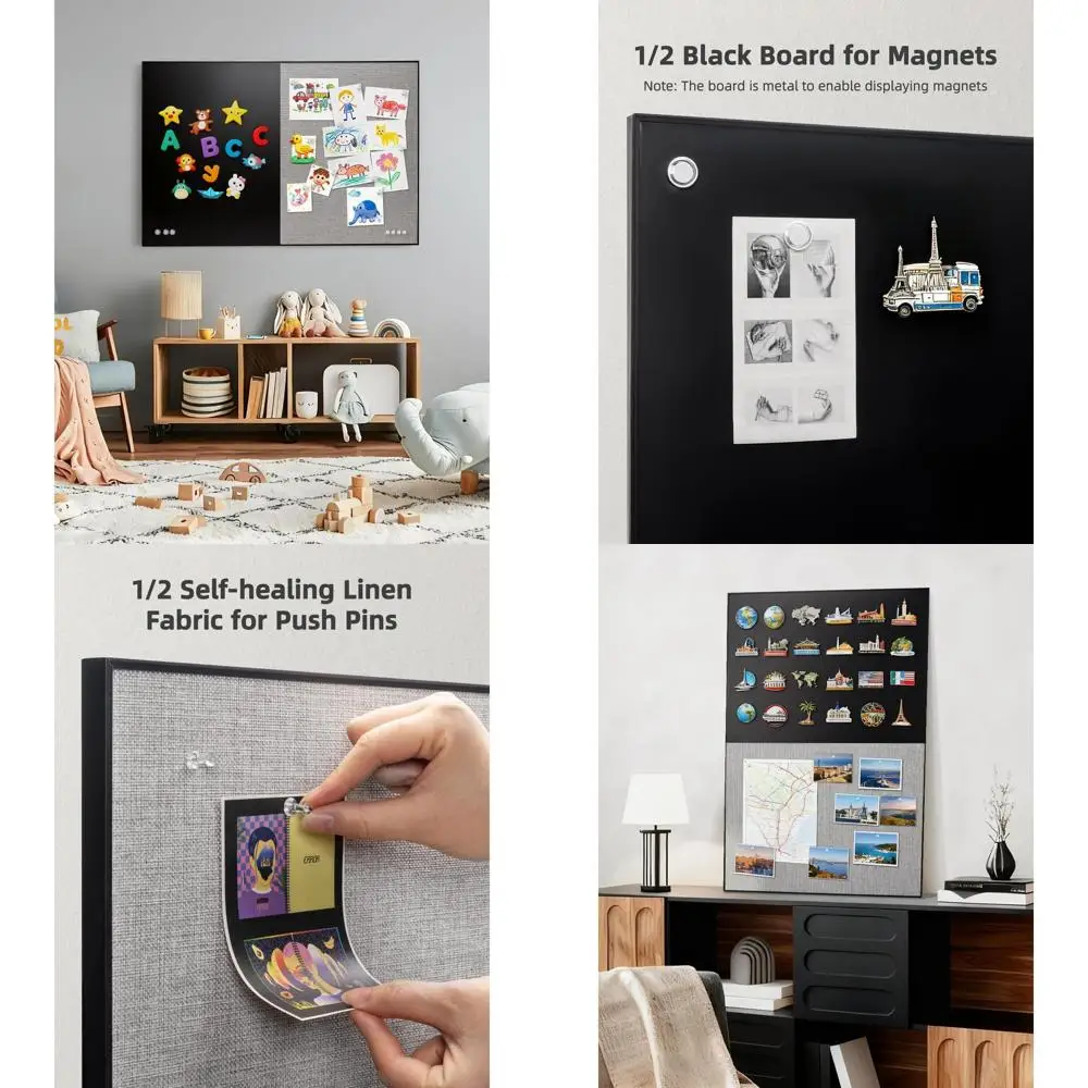 36x24 Inch Combo Board: Black Chalkboard & Grey Fabric Panel with Aluminum Frame and 10 Pins
36x24 Inch Combo Board: Black Chalkboard & Grey Fabric Panel with Aluminum Frame and 10 Pins