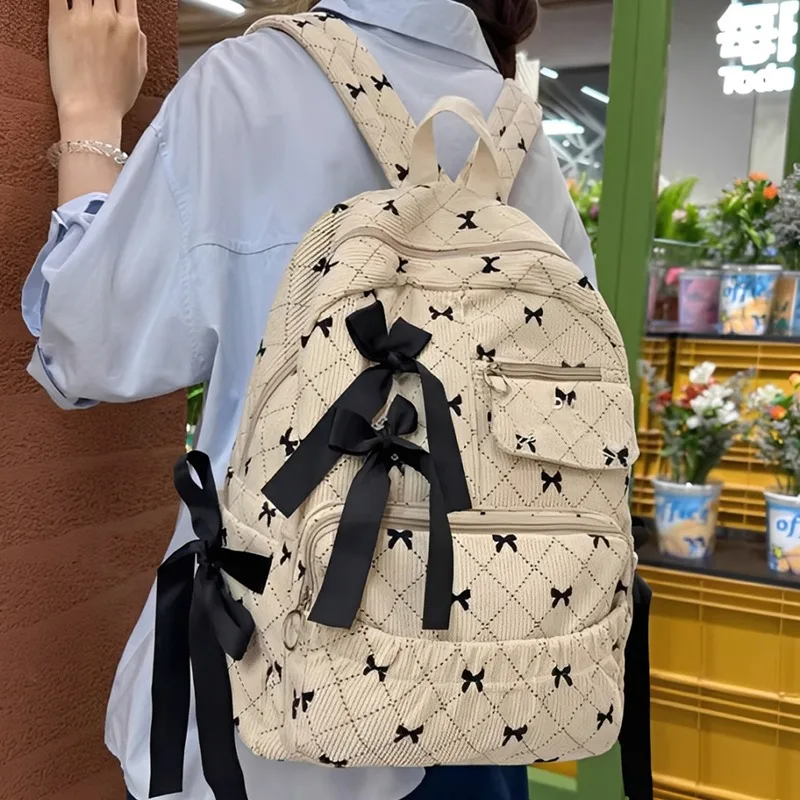 Bow Backpack Corduroy School Bag for Women Girls Large Capacity Laptop Backpack Cute Y2K Style Student Bookbag Casual Adjustable
Bow Backpack Corduroy School Bag for Women Girls Large Capacity Laptop Backpack Cute Y2K Style Student Bookbag Casual Adjustable