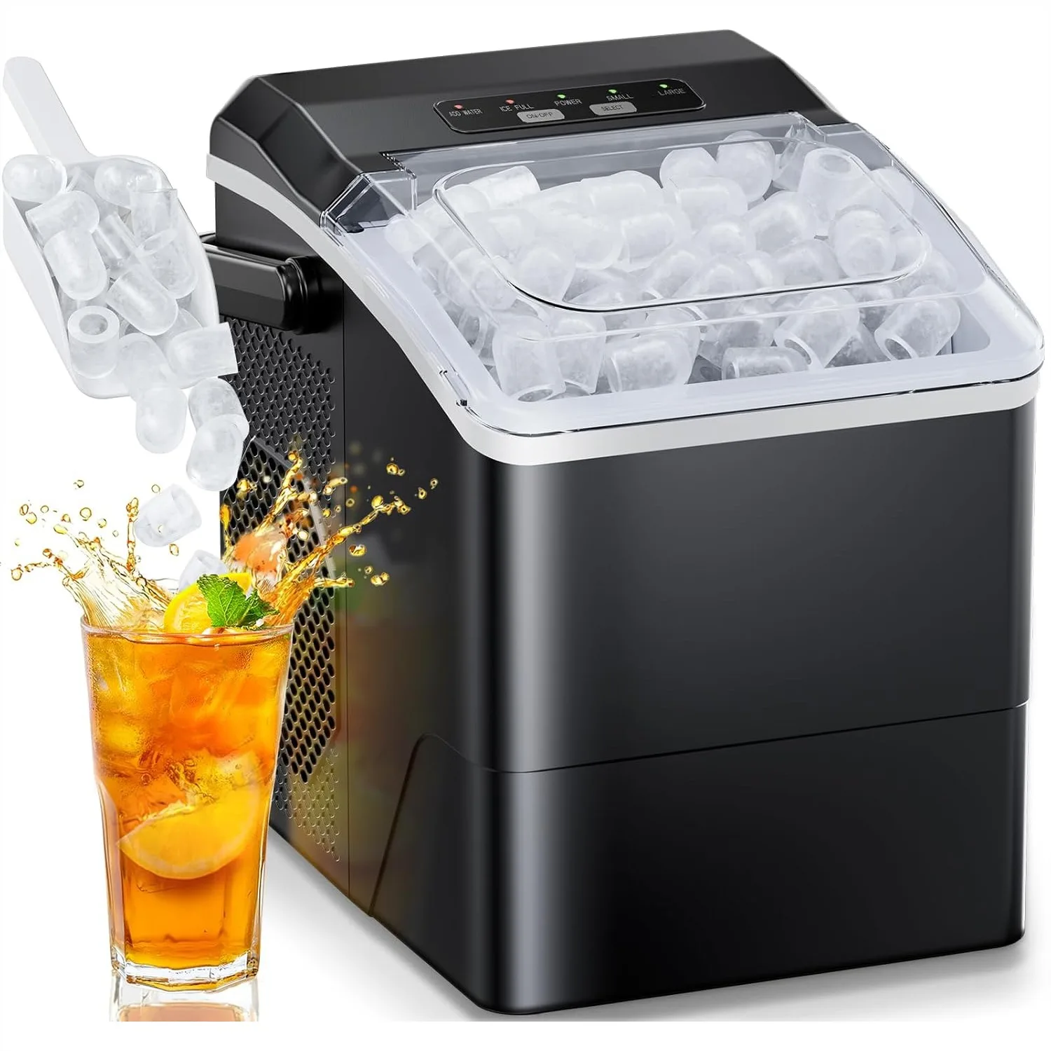 Ice Maker Countertop, 9 Cubes in 6 Mins, 26 lbs/Day, 2 Sizes & Self-Cleaning, Portable with Handle for Home Kitchen Camping RV
Ice Maker Countertop, 9 Cubes in 6 Mins, 26 lbs/Day, 2 Sizes & Self-Cleaning, Portable with Handle for Home Kitchen Camping RV