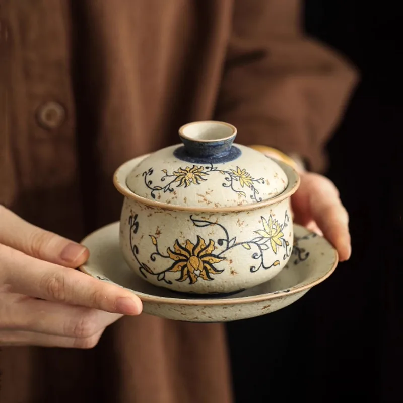 Chinese Handmade Flowers Gaiwan Traditional Ceramic Tea Tureen Travel Portable Teacup Household Tea Set Accessories 260ml
Chinese Handmade Flowers Gaiwan Traditional Ceramic Tea Tureen Travel Portable Teacup Household Tea Set Accessories 260ml