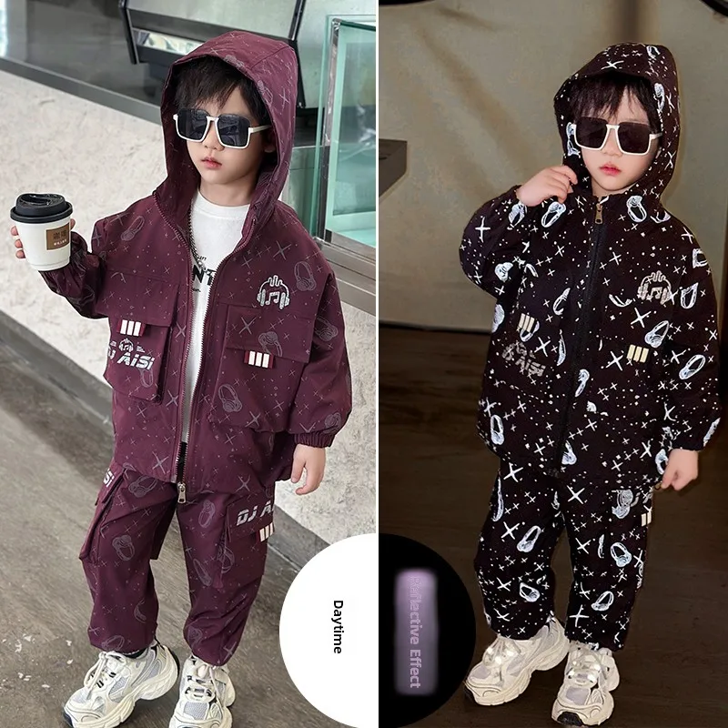 Reflective Zipper Workwear Set for Boys Spring Autumn Two-Piece Trendy Children's Clothing Long Sve Long Pants Youth Faion
Reflective Zipper Workwear Set for Boys Spring Autumn Two-Piece Trendy Children's Clothing Long Sve Long Pants Youth Faion