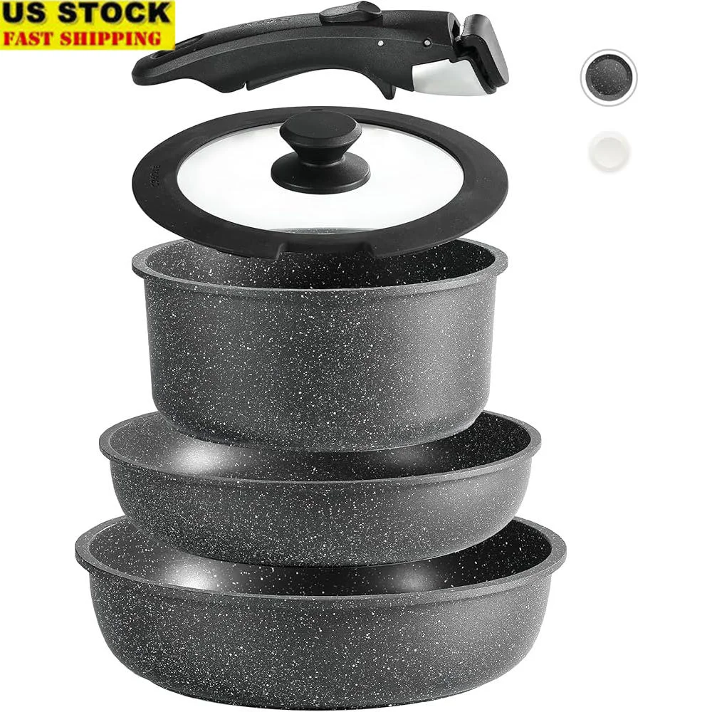Nonstick Cookware Set Removable Handle Stackable Pots Pans Induction Compatible Nonstick Granite Kitchen Cookware Easy Storage
Nonstick Cookware Set Removable Handle Stackable Pots Pans Induction Compatible Nonstick Granite Kitchen Cookware Easy Storage