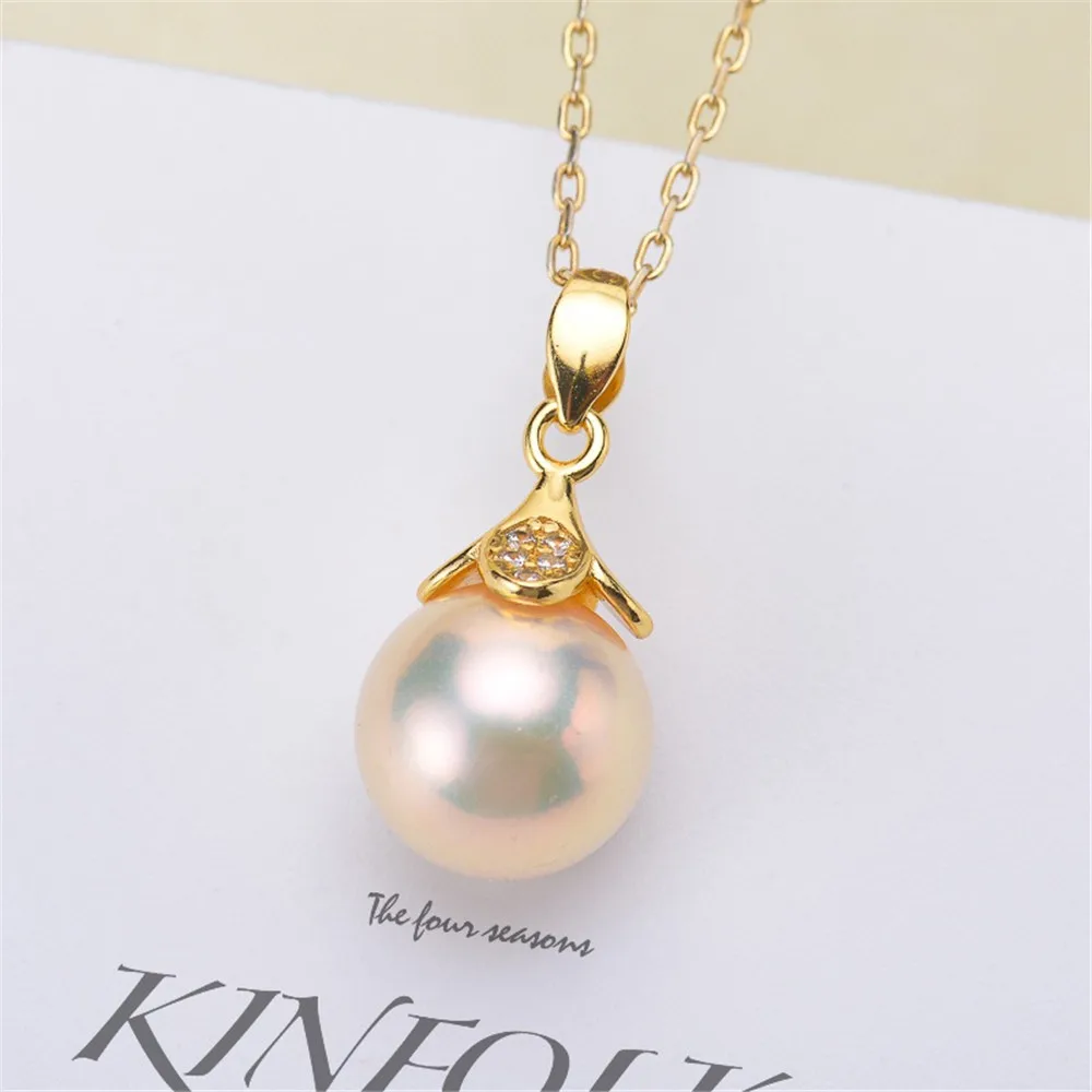 DIY Pearl Accessory S925 Sterling Silver Pendant with Empty Holder, Gold-plated Fashionable Pendant for Women fit 8-12mm Beads
DIY Pearl Accessory S925 Sterling Silver Pendant with Empty Holder, Gold-plated Fashionable Pendant for Women fit 8-12mm Beads
