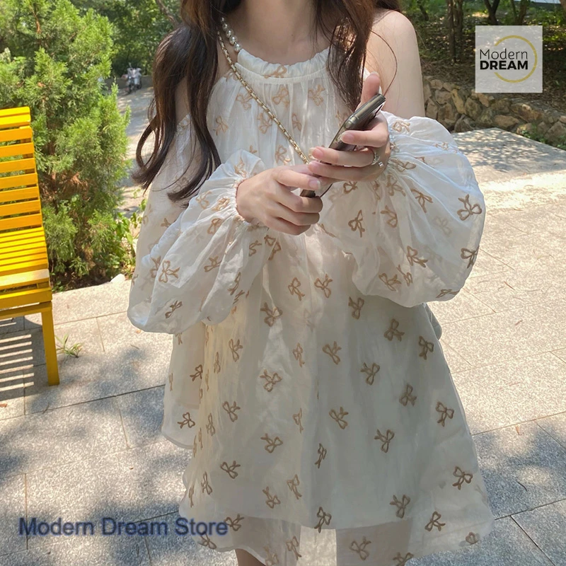French style sweet and lovely shirt skirt women's summer new fashion seaside holiday flowers hanging neck off the shoulder dress
French style sweet and lovely shirt skirt women's summer new fashion seaside holiday flowers hanging neck off the shoulder dress