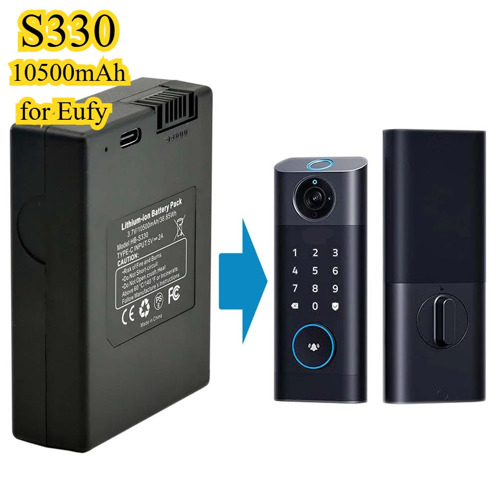 Replacement S330 Battery for Eufy Smart Lock 3.7V 10500mAh Lithium-ion Long-Lasting Power
Replacement S330 Battery for Eufy Smart Lock 3.7V 10500mAh Lithium-ion Long-Lasting Power