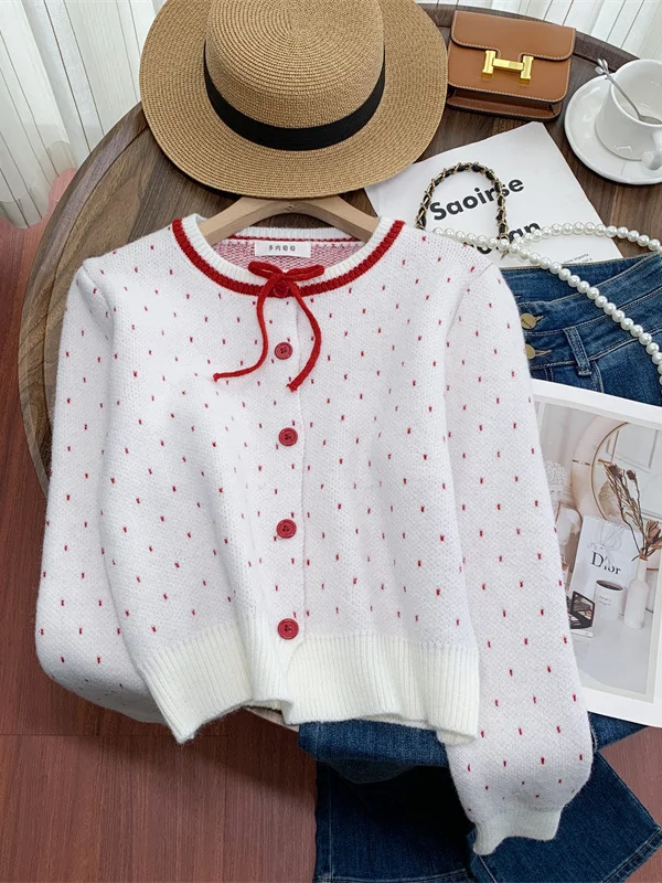 Sweet Sle, трикотаж в горошек, кардиган, женский белый галстук-бабочка, утягивающий универсальный осенний Новое поступление, теплый Thiened Long Sve
Sweet Sle, трикотаж в горошек, кардиган, женский белый галстук-бабочка, утягивающий универсальный осенний Новое поступление, теплый Thiened Long Sve