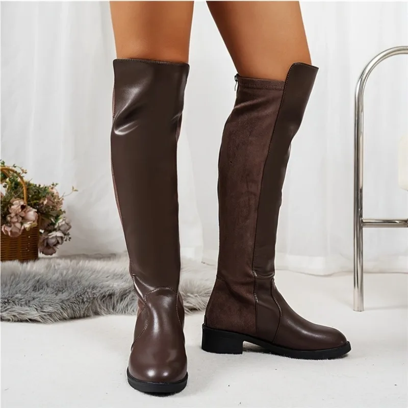 New European and American Women's Over-the-knee Boots 2026 Autumn/winter Retro Plus-size Patchwork Chunk-heeled Boots for Women
New European and American Women's Over-the-knee Boots 2026 Autumn/winter Retro Plus-size Patchwork Chunk-heeled Boots for Women