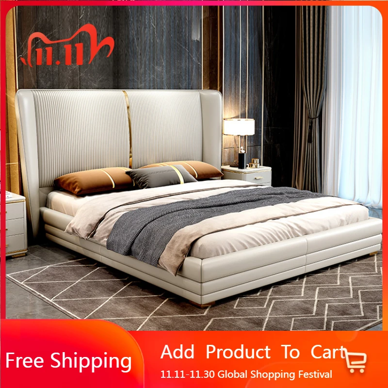 Итальянская светлая роскошная кровать, двуспальная кожаная кровать для спальни, современная простая уникальная кровать, минималистичная свадебная мебель для взрослых Muebles Lounge Suite
Итальянская светлая роскошная кровать, двуспальная кожаная кровать для спальни, современная простая уникальная кровать, минималистичная свадебная мебель для взрослых Muebles Lounge Suite