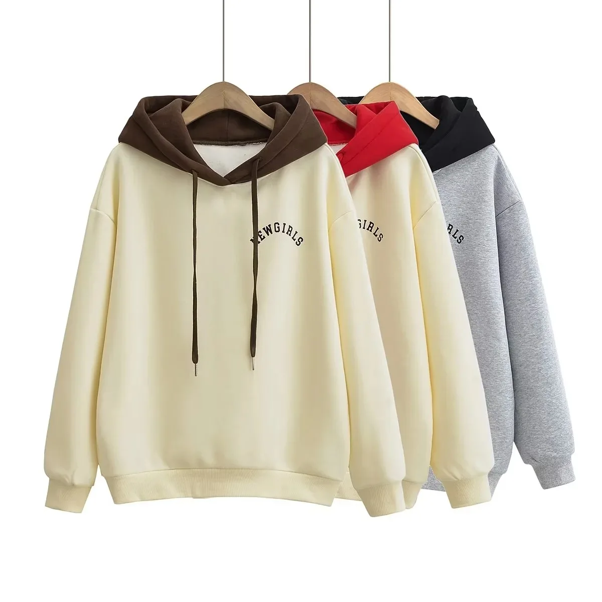 Women Hooded Sweatshirts Letter Contrasting Color Cotton Sweater Hoodie Plus Fleece Winter European American Loose Large Clothes
Women Hooded Sweatshirts Letter Contrasting Color Cotton Sweater Hoodie Plus Fleece Winter European American Loose Large Clothes