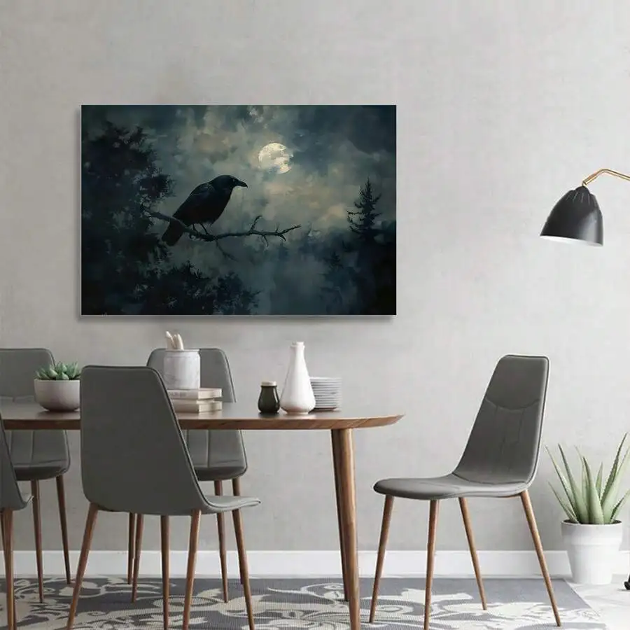 Framed Canvas Wall Art Raven Full Moon Haunted Forest Aesthetic Decor
Framed Canvas Wall Art Raven Full Moon Haunted Forest Aesthetic Decor