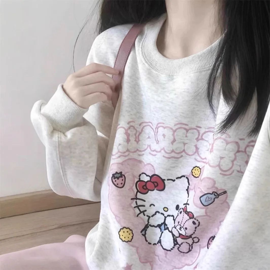Sanrio Hello Kitty женские толстовки с круглым вырезом Cuteore мультфильм студенческие осенние и зимние топы с длинными рукавами женская одежда новая
Sanrio Hello Kitty женские толстовки с круглым вырезом Cuteore мультфильм студенческие осенние и зимние топы с длинными рукавами женская одежда новая